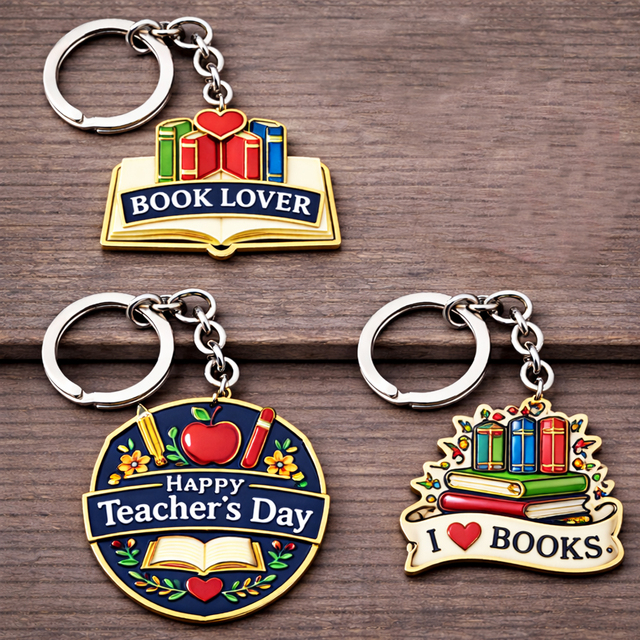 Wholesale Custom Logo Design Your Own Soft Hard Enamel Comic Key Chain Mini Books Shape Lover Keychains