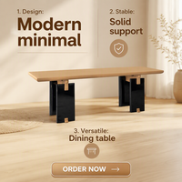 Meubles de salle à manger personnalisés de style Wabi-Sabi minimaliste, table à manger rectangulaire pour 6 à 8 personnes, table à manger en bois de luxe