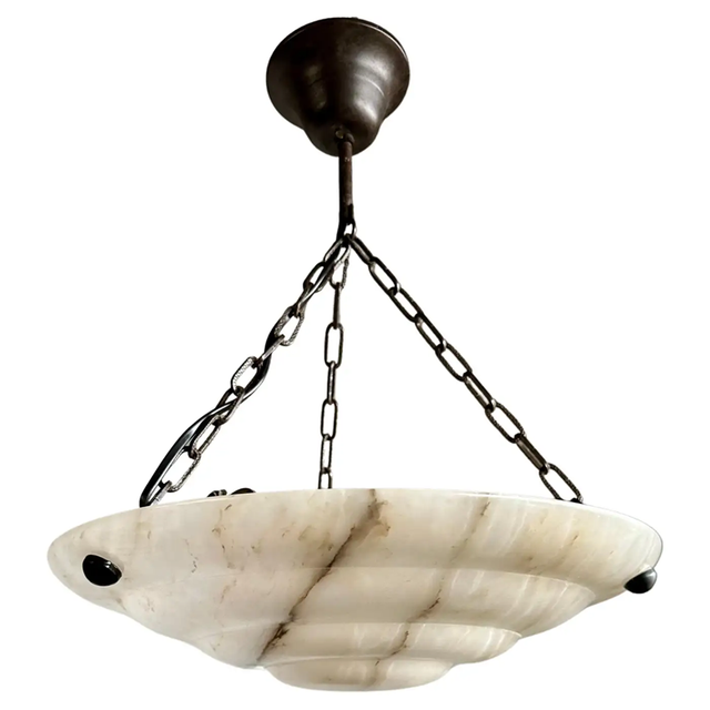 Natural Marble Stone Alabaster Villa Living Room Luxury Ceiling Round Chandeliers & Pendant Lights for Hanging Lamps Modern