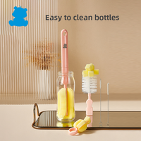 Lot de 5 brosses de nettoyage de bouteilles d'eau et de lait en silicone et PP
