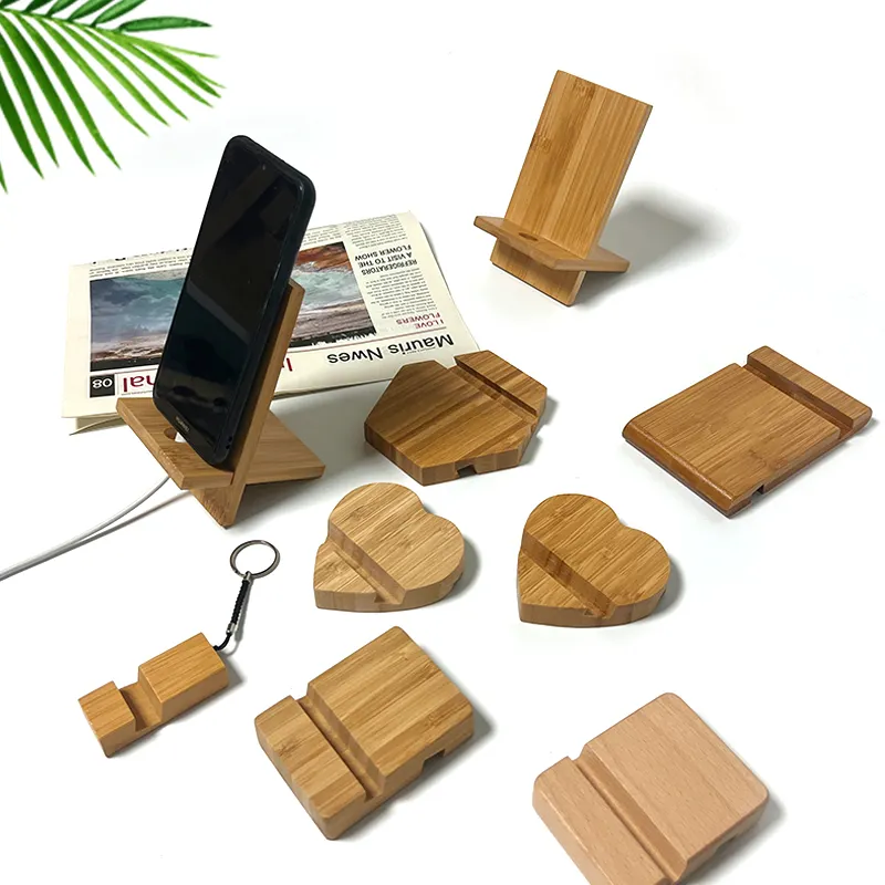 Ahşap akıllı telefon tutucu masa masa düzenleyici aksesuarları cep cep telefon standı kayın ağacından bambu telefon tutucu
