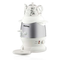 Samovar électrique AKANE 1350W 6L, bouilloire à thé traditionnelle avec corps en acier inoxydable, théière en céramique, distribution continue d'eau chaude