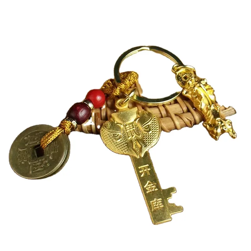 Zodiak kunci naga emas tahun terbuka vault Lima Berkah gantungan kunci pria dan wanita liontin kunci mobil hadiah kecil