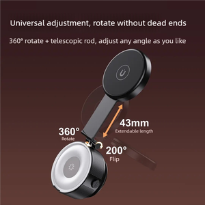 Soporte de Teléfono para Auto Plegable 3 en 1, Ultraligero de Aluminio de 136g, con Espejo de Maquillaje para Ventilación y Transmisión en Vivo - Product Image 5