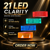 Feu de position latéral 21 LED pour camion 12V 24V, feu de gabarit clignotant, feu arrière pour remorque et bus (rééquipement)