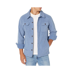 Essentials <span class=keywords><strong>giacca</strong></span> da uomo Casual in jeans lunga in pile polare con Logo frontale fodera in cotone <span class=keywords><strong>e</strong></span> rifinitura antivento per l'inverno - Product Image 1