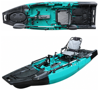 Kayak de pêche modulaire monoplace 2 pièces de 10 pieds, kayak à pédales, kayak sit-on-top à propulsion par pédales en HDPE, support pour moteur de pêche, kayak monoplace