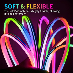 Striscia LED <span class=keywords><strong>Neon</strong></span> RGBIC 12V 5m in Silicone Flessibile Impermeabile per Esterni, Luce a Bassa Tensione Cambia Colore per Pubblicità e Decorazione - Product Image 5