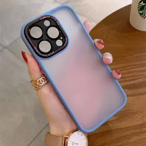Silicone Bumper Luxury PC Phone Case With Metal Camera Frame Protection Cover For IPhone 14 Pro Max