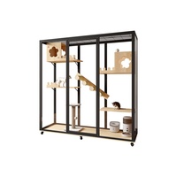 Villa pour chat d'intérieur, espace extra-large, cage panoramique en verre, aluminium et bois, vitrine luxueuse pour animaux de compagnie, pour chats de taille moyenne