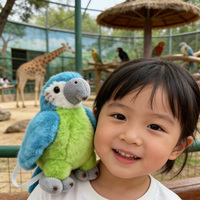 Jouets en peluche de perroquet bleu de simulation, autocollants de réfrigérateur, animaux en peluche, poupées créatives, aimants décoratifs pour la maison
