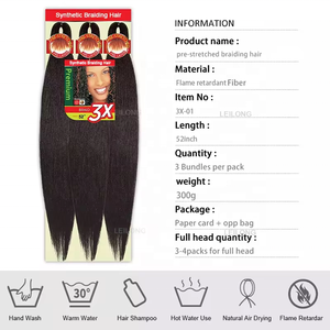 Extensions de Cheveux à Tresser Pré-Étiré Chaudes Classiques 52 Pouces Texture Yaki Lisses <span class=keywords><strong>Fibre</strong></span> Synthétique 300g Mélange 1B Tressage Facile - Product Image 6