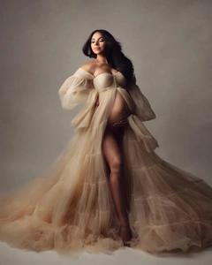 S0319X Offre Spéciale nouvelle robe en maille de maternité de haute qualité robe de séance Photo profonde <span class=keywords><strong>V</strong></span> transparent multicolore - Product Image 2