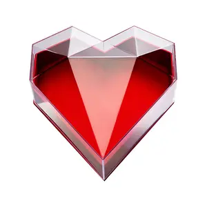 도매 고품질 발렌타인 럭셔리 투명 아크릴 투명 디스플레이 심장 모양 초콜릿 꽃 장미 포장 선물 상자