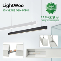 Lámpara Lineal LED Delgada Decorativa de Superficie, de Aluminio, 3CCT, Enlazable, Regulable, para Oficina Comercial, Sala de Exposiciones, Gimnasio