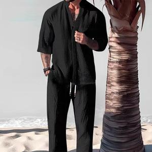 Abiti estivi da <span class=keywords><strong>uomo</strong></span> larghi Casual a manica media due pezzi Set completo traspirante <span class=keywords><strong>per</strong></span> <span class=keywords><strong>uomo</strong></span> - Product Image 6