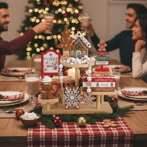 Set di 8 Decorazioni Natalizie a Forma di Pan di Zenzero, Graziose Decorazioni da Tavolo per Casa, Mensola, Feste e Tavola - Product Image 3