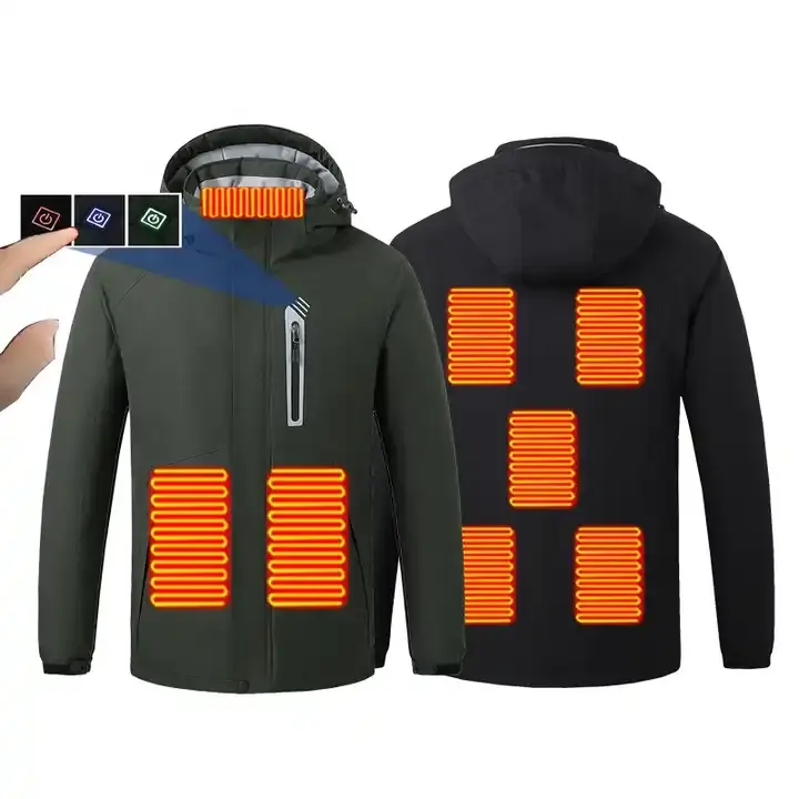 Elektrische Warmte Kleding Waterdichte Outdoor Jas Windjack Usb Verwarming Capuchon Jassen 8 Zone Verwarmde Jas