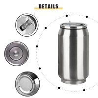 Canettes Cola Double paroi 350ml 12oz, en forme de bouteille, isolée sous vide, en acier inoxydable, avec couvercle en paille, 10 pièces