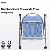 Chaise de toilette pliable en acier inoxydable robuste avec accoudoirs larges antidérapants pour personnes âgées, handicapées et femmes enceintes