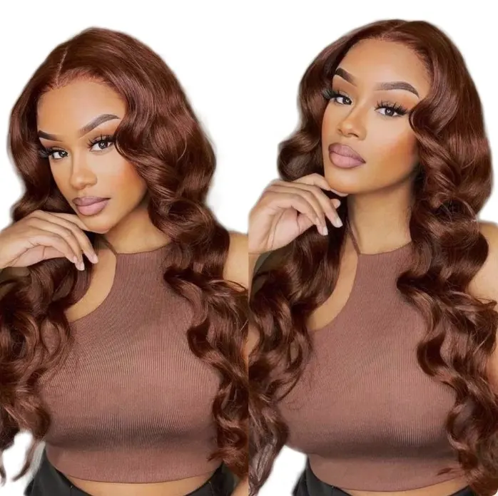 Perruque Lace Front brun foncé pour femmes noires extensions cheveux humains Body Wave Chocolate Brown Lace Front Wigs