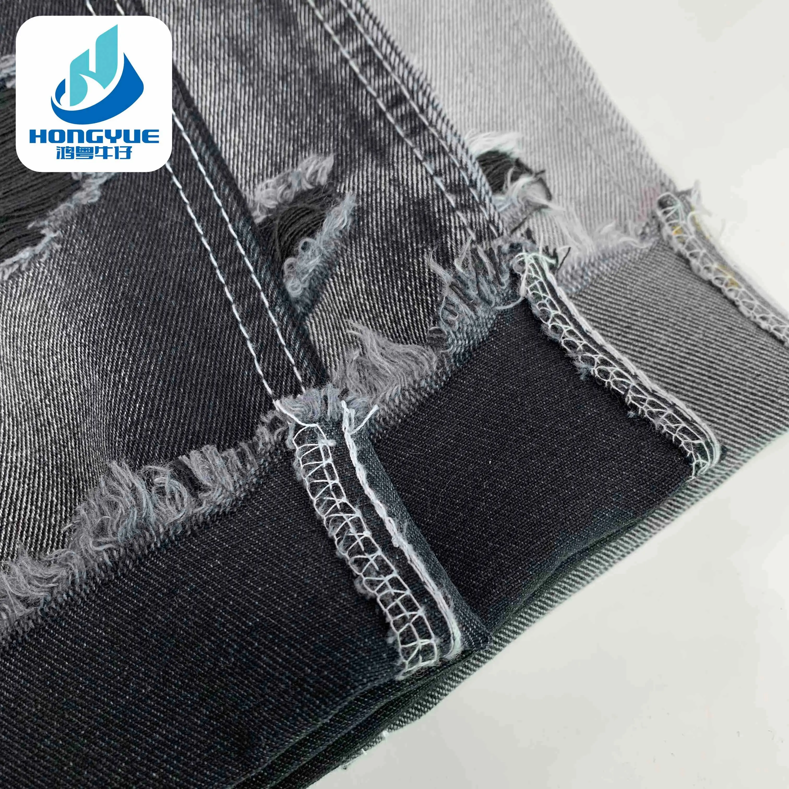 12.4oz Non-stretch Black Cotton Designer Thick Jeans Fabric Denim