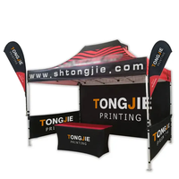 Carpa Hexagonal Personalizada de 6 pies (3x3) con Pared Superior y 2 Paredes Laterales, 2 Banderas, Juego Completo de 40 Tubos de Aluminio, para Ferias Comerciales