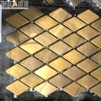 Tawny — carreaux muraux en Bronze et métal, décoration de maison, carrelage en mosaïque, panneau en cuivre jaune, style Rhombus, Art 3D