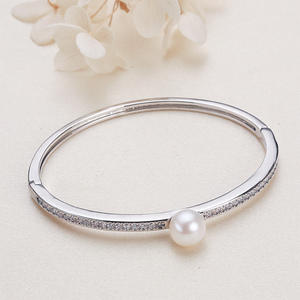 Wholesale Edison Copper & <b>Gold</b>-Plated White Zircon Inlaid Freshwater <b>Pearl</b> <b>Bracelet</b> for Women - Product Image 3