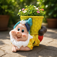 Pot de fleurs en résine haut de gamme en forme de gnome, statue décorative de jardin extérieur, décoration de nain fantaisiste avec panier pour patio, pelouse, véranda