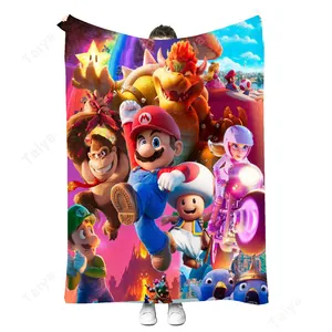 Manta de Viaje de Diseño Personalizado con Diseño de Super <span class=keywords><strong>Mario</strong></span> Bros, Suave y Cálida, Mantas para el Almuerzo, Venta al por Mayor - Product Image 1