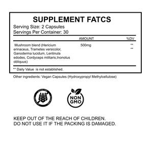 Капсулы Astrawell с комплексом грибов OEM: веганская добавка с рейши, кордицепсом, чагой, шиитаке и львиной гривой - Product Image 2