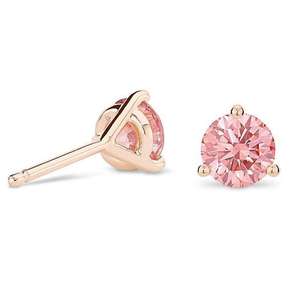 Boucles d'oreilles personnalisées en argent Sterling 925, zircon cubique moderne pour dame <span class=keywords><strong>rose</strong></span> diamant étincelant rond Solitaire <span class=keywords><strong>Martini</strong></span> - Product Image 1