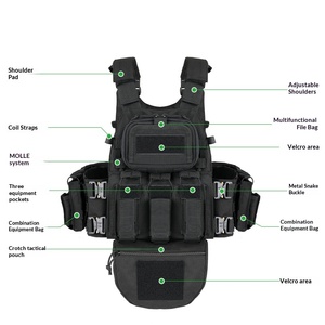 เสื้อเกราะยุทธวิธีแบบปลดเร็วพร้อมช่องใส่แม็กกาซีน ผลิตจากผ้าโพลีเอสเตอร์/ไนลอน 1000D สำหรับใช้งานกลางแจ้ง - Product Image 2