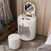 Table de toilette ronde miniature de luxe, petite maison moderne, chambre de princesse, célébrité d'Internet, style nordique en bois
