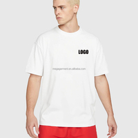 Murah Drop Shoulder Logo kustom polos kaus lengan pendek pria kaus katun putih berat