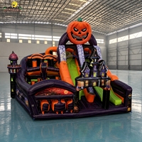 Château hanté combiné de parcours d'obstacles gonflable géant commercial d'Halloween pour la location d'événement