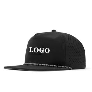Gorra Deportiva de Golf de 6 Paneles, Personalizada por el Fabricante, Impermeable, de Poliéster, para Viajes al Aire Libre, con Orificios Cortados con Láser, Visera Plana y Cierre a Presión - Product Image 3