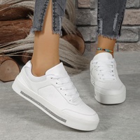 Chaussures décontractées blanches à semelle plate en TPR, baskets brodées à lacets pour femmes, chaussures de skate sportives à bout rond