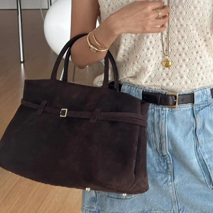 Sac fourre-tout décontracté en suède mat pour femme Jianghu, collection automne-hiver, avec fermeture ouverte et doublure en polyester, idéal pour le quotidien - Product Image 2