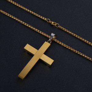 Collar con Colgante de Cruz Dorada, Crucifijo, Cruz de Jesús, Colgantes de Acero Inoxidable Negro y Plateado de Alta Calidad para Hombre - Product Image 6