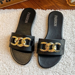 Sandalias de Diseñador para Mujer, Sandalias Planas de Lujo para Exteriores, Sandalias Abiertas de Goma para Playa - Product Image 1