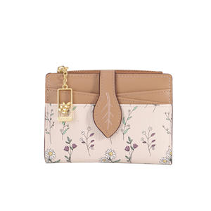 Portefeuille Femme Tendance à Motifs Floraux Grande Capacité en Cuir PU, Porte-Cartes Intégré, Porte-Monnaie Fin à Fermeture Éclair, Élégant avec Bouton Pression Feuille en Polyester - Product Image 6
