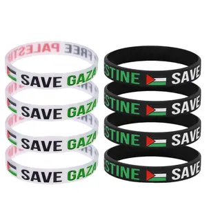 Manufacturer Free Palestine Flag Wristbands Promotional Palestine Arm Band Armband Bracelets Silicone Rubber Wristband