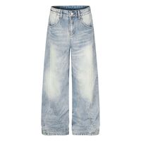 Pantalon en jean rétro coupe droite style américain - Nouveau modèle de pantalon large ample, amincissant et extensible de haute qualité