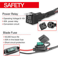Interrupteur à bascule 12V 40A avec relais 16AWG, faisceau de câblage 12V pour feux antibrouillard avec éclairage LED