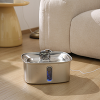Fontaine à eau automatique carrée en acier inoxydable pour chiens et chats de grande taille, 9L, distributeur d'eau pour animaux de compagnie, bol intérieur avec indicateur de niveau d'eau