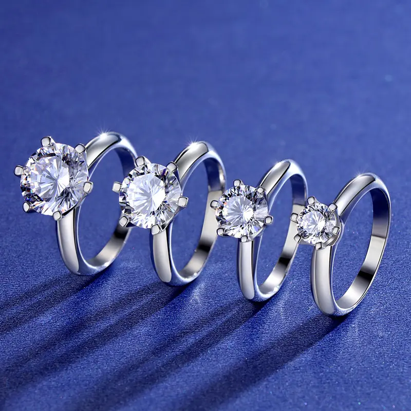 Klassieke Solitaire Diamanten Ring 1ct Moissanite Vvs D Kleur Rhodium Vergulde Verloving Bruiloft Vrouwen Ringen Voor Vrouwen