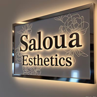 Letrero Metálico Cortado con Láser, Letrero con Logotipo Personalizado, Letreros Comerciales, Decoración para Salón de Belleza, Letreros con Logotipo 3D Retroiluminados para Pared, Letreros Comerciales para Exteriores