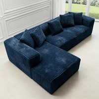 Canapé modulaire trois places en tissu velours côtelé style moderne, confortable, avec compression sous vide pour salon